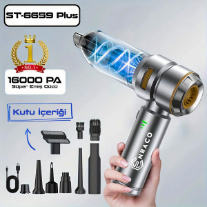 Enraco ST-6659 Plus 16000pa Güçlü Portatif Taşınabilir Vakumlu Kablosuz Üflemeli Mini Araç Süpürgesi
